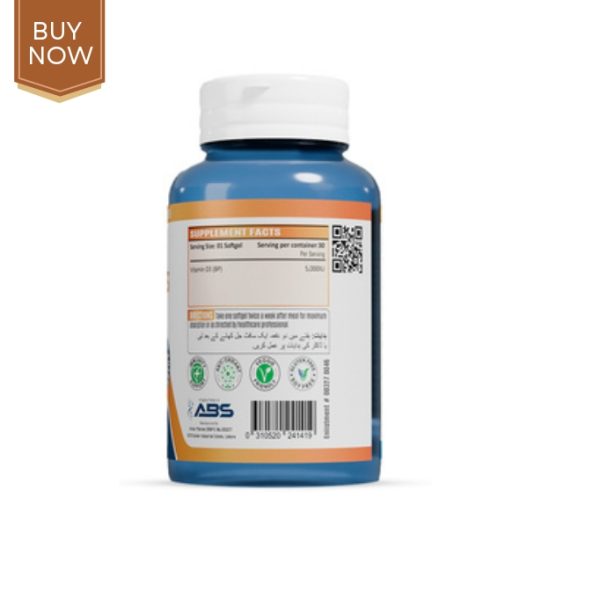 Image of a bottle of Vitamin D3 supplements with sunlight and greenery in the background.