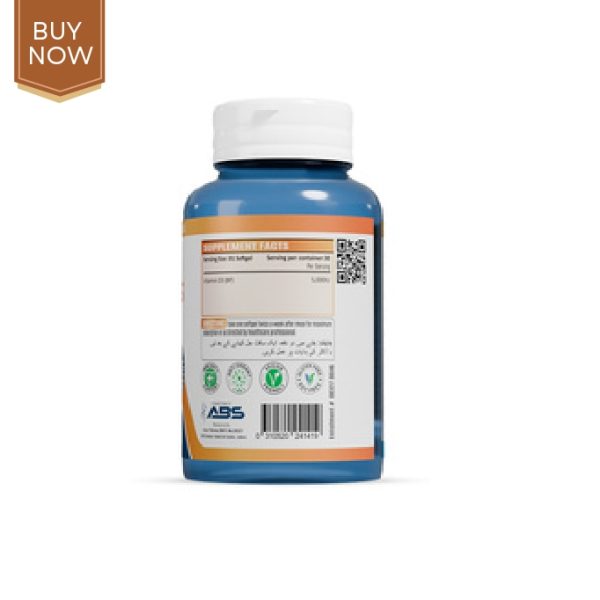 Image of a bottle of Vitamin D3 supplements with sunlight and greenery in the background.