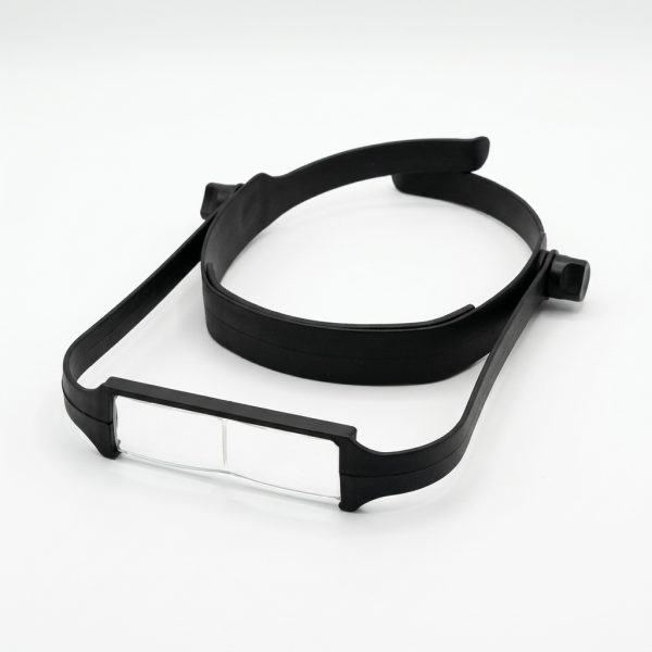 Hands-free magnifying glasses side angle showing strap and lens